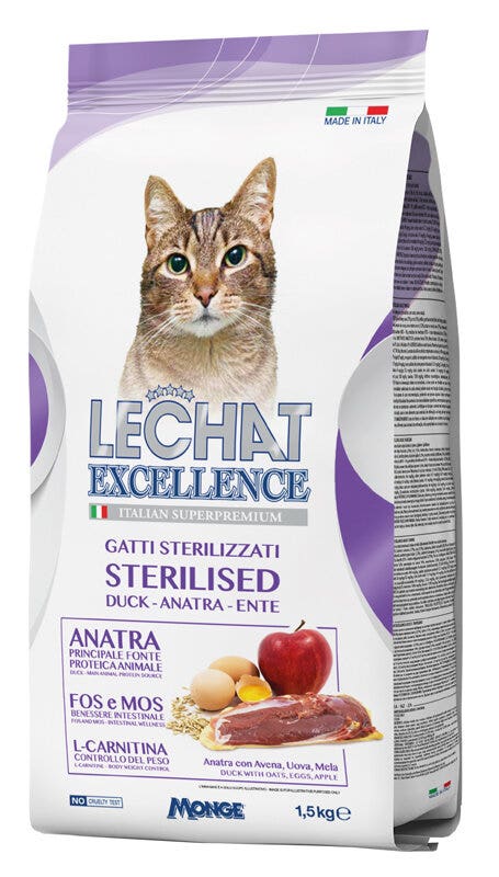 LeChat Excellence Sterilised Croquettes au canard pour chats adultes 1,5 kg