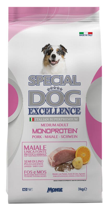 Special Dog Excellence Monoprotéique Croquettes au porc et aux pommes de terre pour chiens adultes de taille moyenne 3 kg