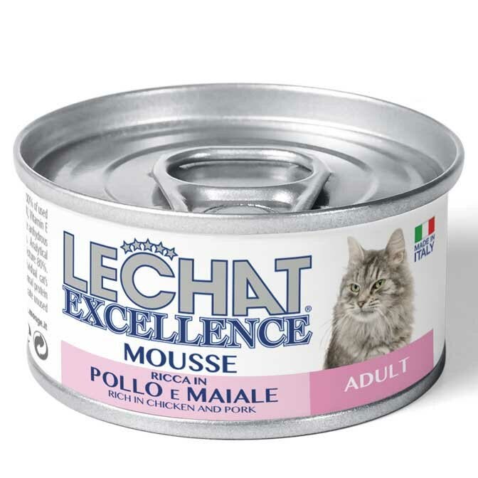 LeChat Excellence Mousse riche au poulet et au porc pour chats adultes 85 g