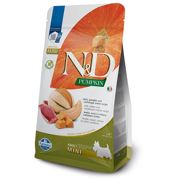 Farmina N&D Pumpkin Canard, potiron et melon pour chiens adultes, format mini, 2 kg