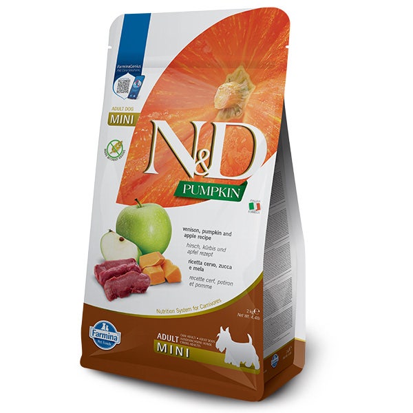 Farmina N&D Pumpkin Croquettes au cerf, à la citrouille et à la pomme pour chiens adultes, sac de 2 kg