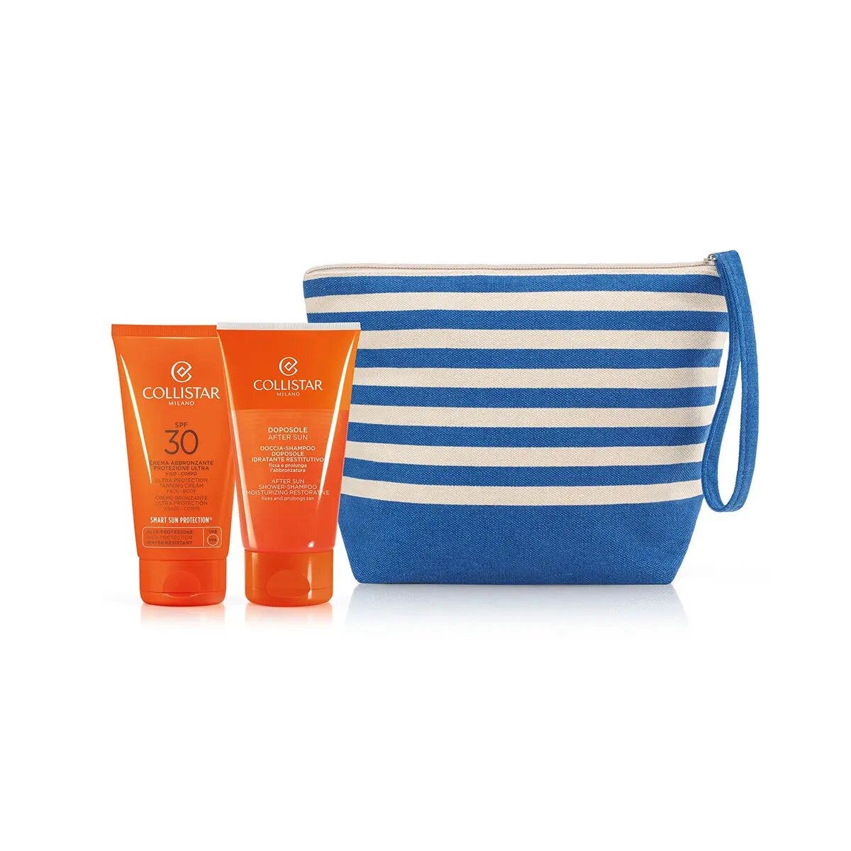 Collistar Coffret Crème Bronzante Visage et Corps SPF30 150 ml + Shampooing Douche 150 ml + Pochette