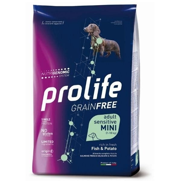 Prolife Grain Free Adult Sensitive Fish & Potato Croquettes pour chiens de petite taille Sac de 7 kg