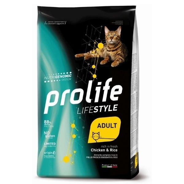 Prolife Life Style Adult Chicken & Rice Croquettes pour chats adultes Sac de 1,5 kg