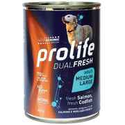 Prolife Dual Fresh Saumon et morue frais, nourriture humide pour chiens adultes de taille moyenne/grande, boîte de 400 g