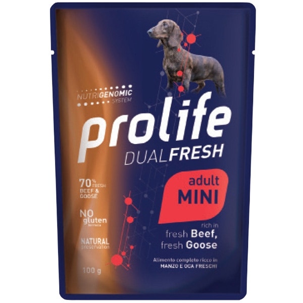 Prolife Smart Bœuf et oie frais, nourriture humide pour chiens adultes de petite taille, sachet de 100 g