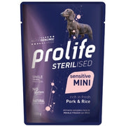 Prolife Sterilised Porc frais au riz, nourriture humide pour chiens adultes de petite taille, sachet de 100 g