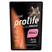 Prolife Dual Fresh Bœuf et agneau frais, nourriture humide pour chats adultes, sachet de 85 g