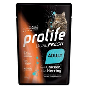 Prolife Dual Fresh Poulet et hareng frais, nourriture humide pour chats adultes, sachet de 85 g