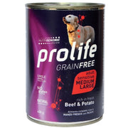 Prolife Grain Free Bœuf frais aux pommes de terre, nourriture humide pour chiens adultes de taille moyenne/grande, boîte de 800 g