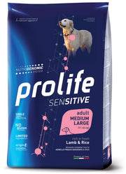 Prolife Dog Sensitive Agneau & Riz Croquettes pour chiens adultes de taille moyenne/grande, sac de 2,5 kg