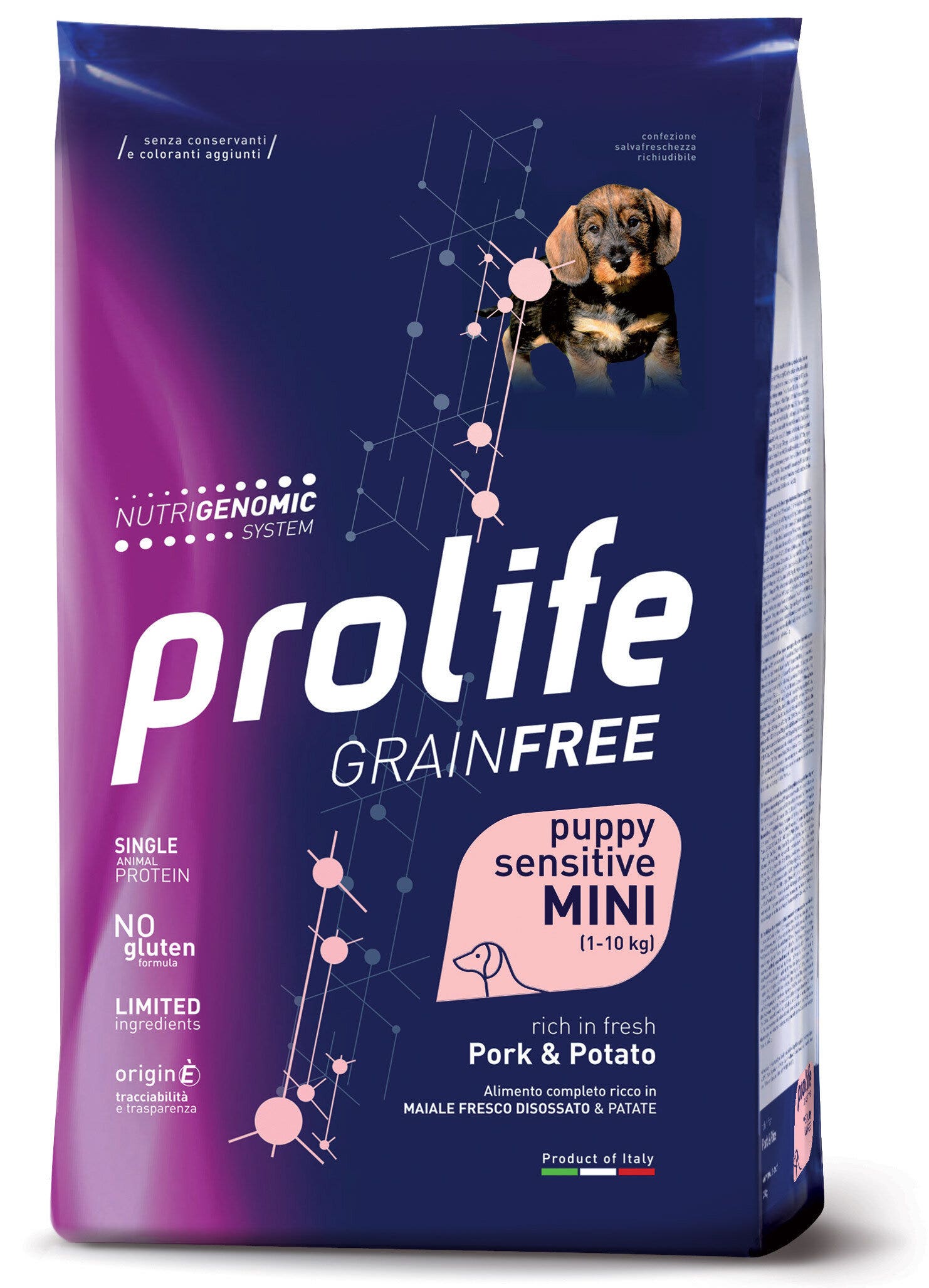 Prolife Dog Grain Free Sensitive Porc & Pomme de terre - Croquettes pour chiots de très petite taille - Sac de 2 kg