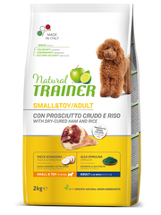 Natural Trainer Crocchette Prosciutto Crudo/Riso Per Cani Adulti Taglia Piccola Sacco 2kg