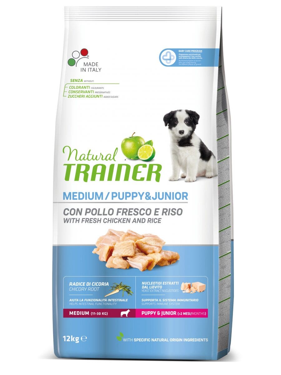 Natural Trainer Crocchette Pollo Fresco Per Cuccioli Taglia Media Sacco 12kg