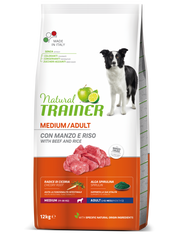Natural Trainer Crocchette Manzo/Riso Per Cani Adulti Taglia Media Sacco 12kg