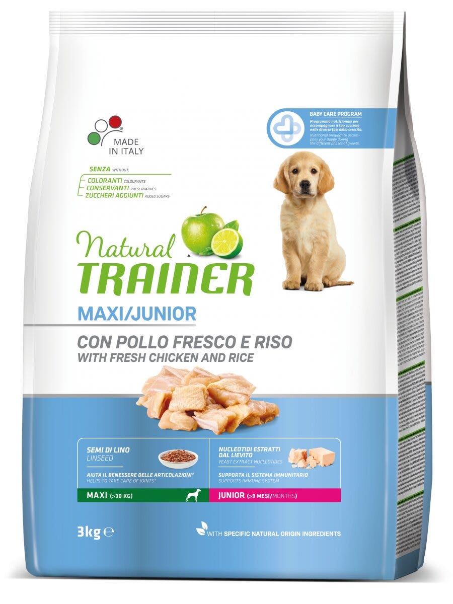 Natural Trainer Crocchette Pollo Fresco Per Cuccioli Taglia Grande <24Mesi Sacco 3kg