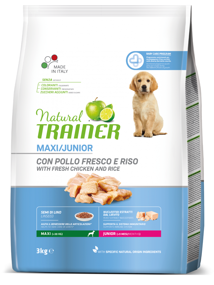 Natural Trainer Crocchette Pollo Fresco Per Cuccioli Taglia Grande <24Mesi Sacco 3kg