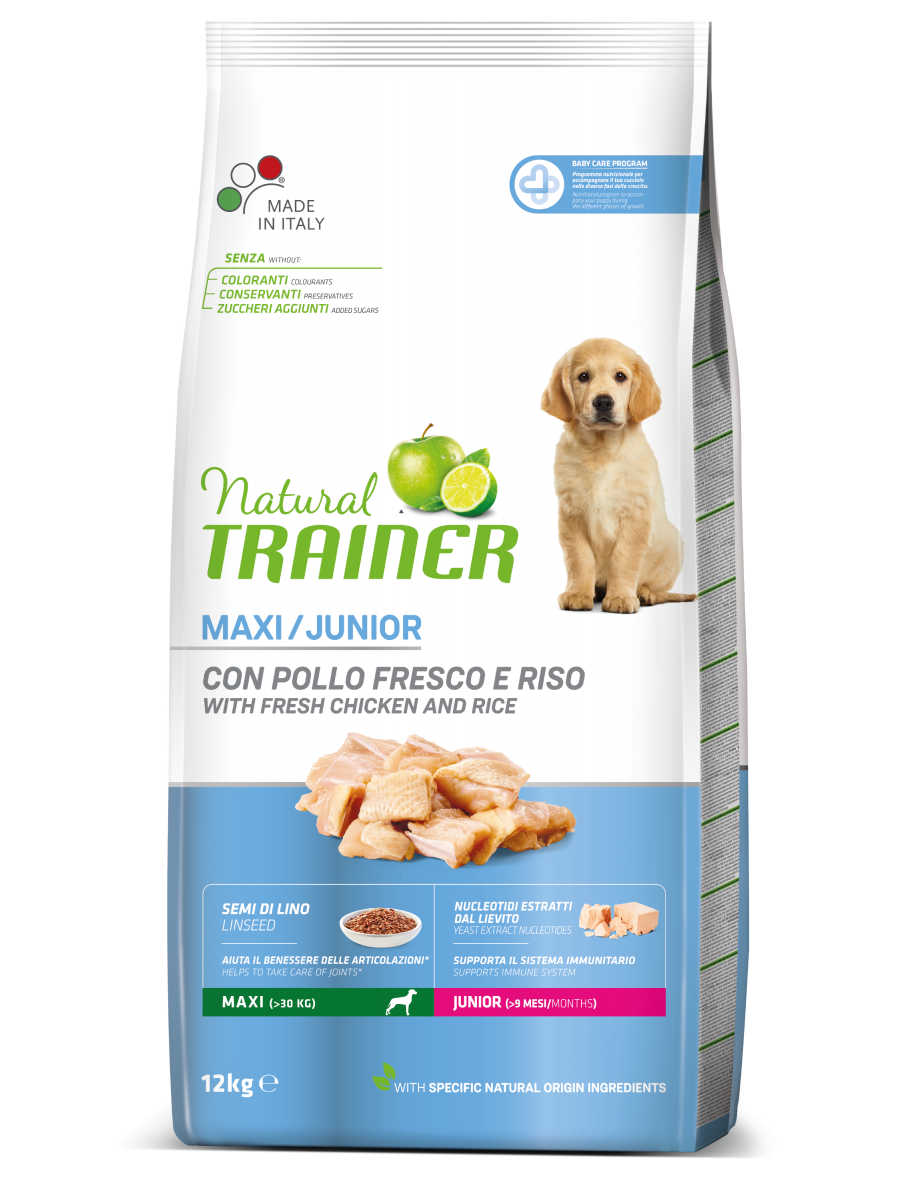 Natural Trainer Crocchette Pollo Fresco Per Cuccioli Taglia Grande <24Mesi Sacco 12kg
