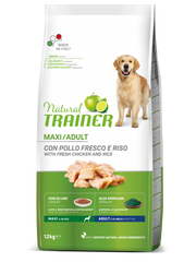 Natural Trainer Crocchette Pollo/Riso/Alga Spirulina Per Cani Adulti Taglia Grande Sacco 12kg