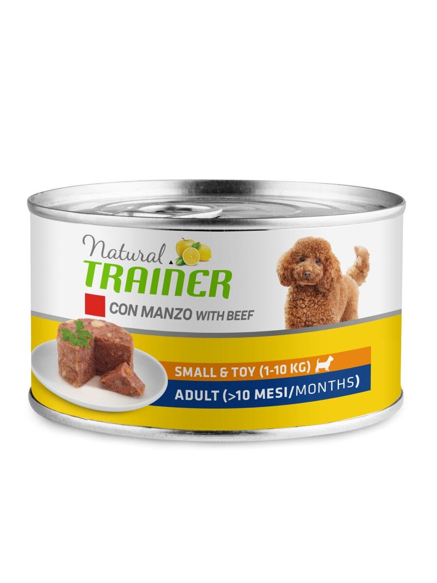 Natural Trainer Cibo Umido Manzo/Riso Per Cani Adulti Taglia Piccola Lattina 150g