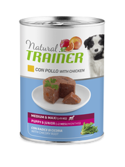 Natural Trainer Cibo Umido Pollo Per Cuccioli Taglia Media/Grande Fino A 2 Mesi Lattina 400g