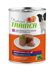 Natural Trainer Cibo Umido Prosciutto Crudo/Riso Per Cani Adulti Taglia Media/Grande Lattina 400g