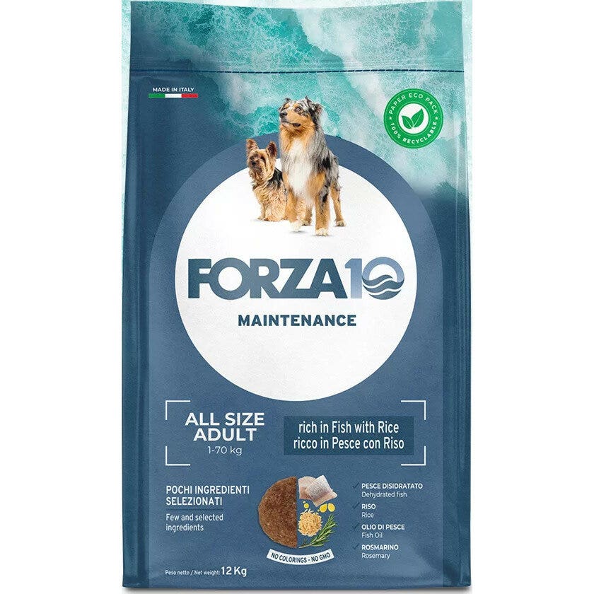 Forza 10 Dogalladu Alimentation sèche au poisson et au riz pour chiens 12 kg