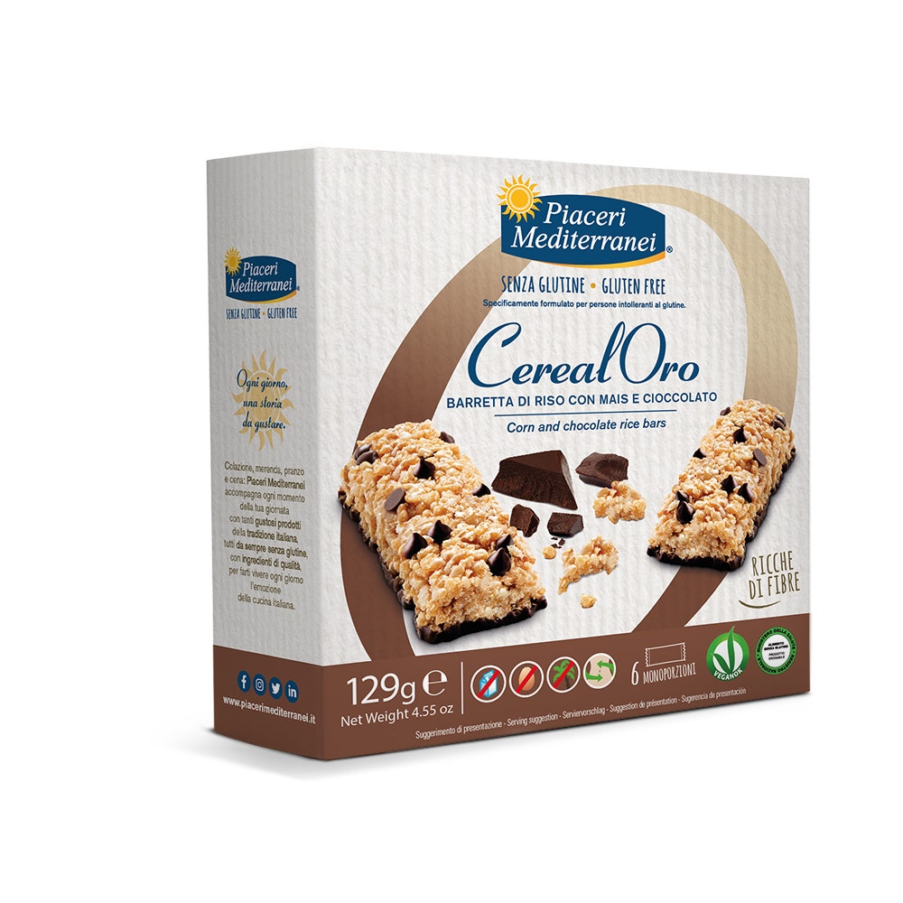 Piaceri Mediterranei Barres de riz, maïs et chocolat 129 g