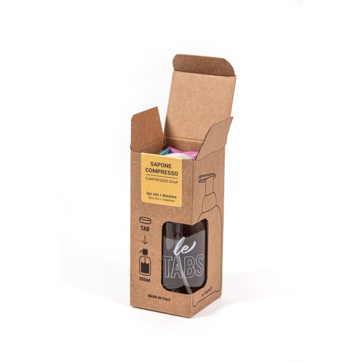 Napkin Letabs Savon Comprimé Kit de Démarrage Doseur + 3 Comprimés aux Parfums Différents