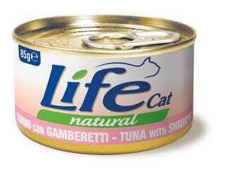 Life Pet Care Nourriture humide au thon et aux crevettes pour chats adultes 85 g
