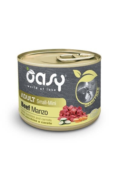 Oasy Grain Free Nourriture humide au bœuf pour chiens adultes de petite taille/mini 200 g