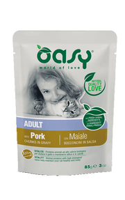 Oasy Wet Cat Bocconcini In Salsa Con Maiale Per Gatti Adulti Sterilizzati 85g