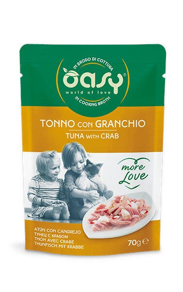 Oasy Wet Cat More Love Tonno con Granchio Cibo Umido Per Gatti Adulti 70g