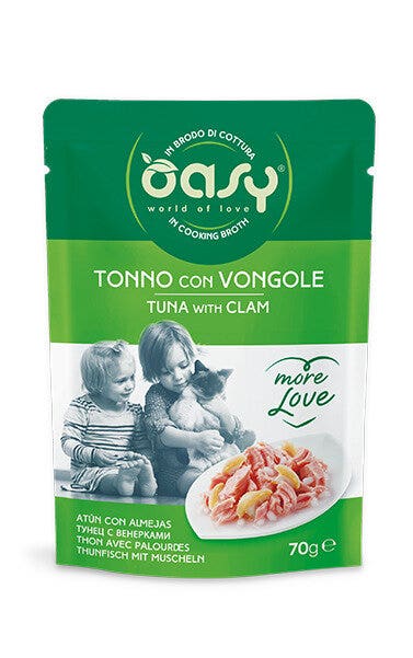 Oasy Wet Cat More Love Tonno Con Vongole Cibo Umido Per Gatti Adulti 70g