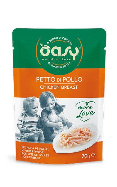 Oasy Wet Cat More Love  Petto di Pollo Cibo Umido Per Gatti Adulti 70g