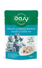 Oasy Wet Cat More Love Pollo Con Pesce Bianco Cibo Umido Per Gatti Adulti 70g