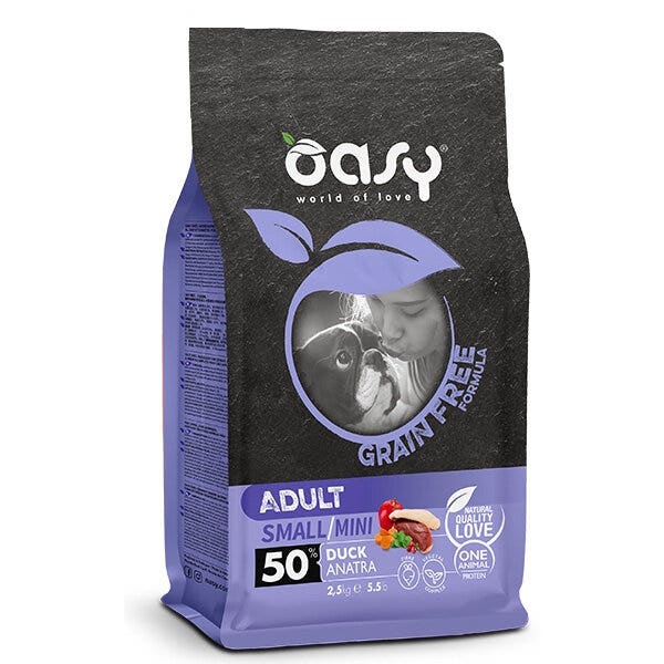 Oasy Grain Free Adult Small & Mini au canard pour chiens adultes 800 g