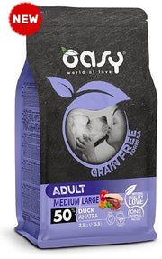 Oasy Dry Dog sans céréales au canard pour chiens adultes de taille moyenne/grande, sac de 12 kg