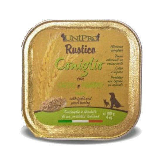 Unipro Rustico Nourriture humide Lapin, orge et épeautre pour chiens Barquette 100 g