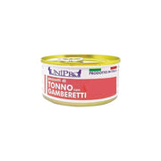 Unipro Morceaux de thon aux crevettes - Nourriture humide pour chats adultes - Boîte de 85 g