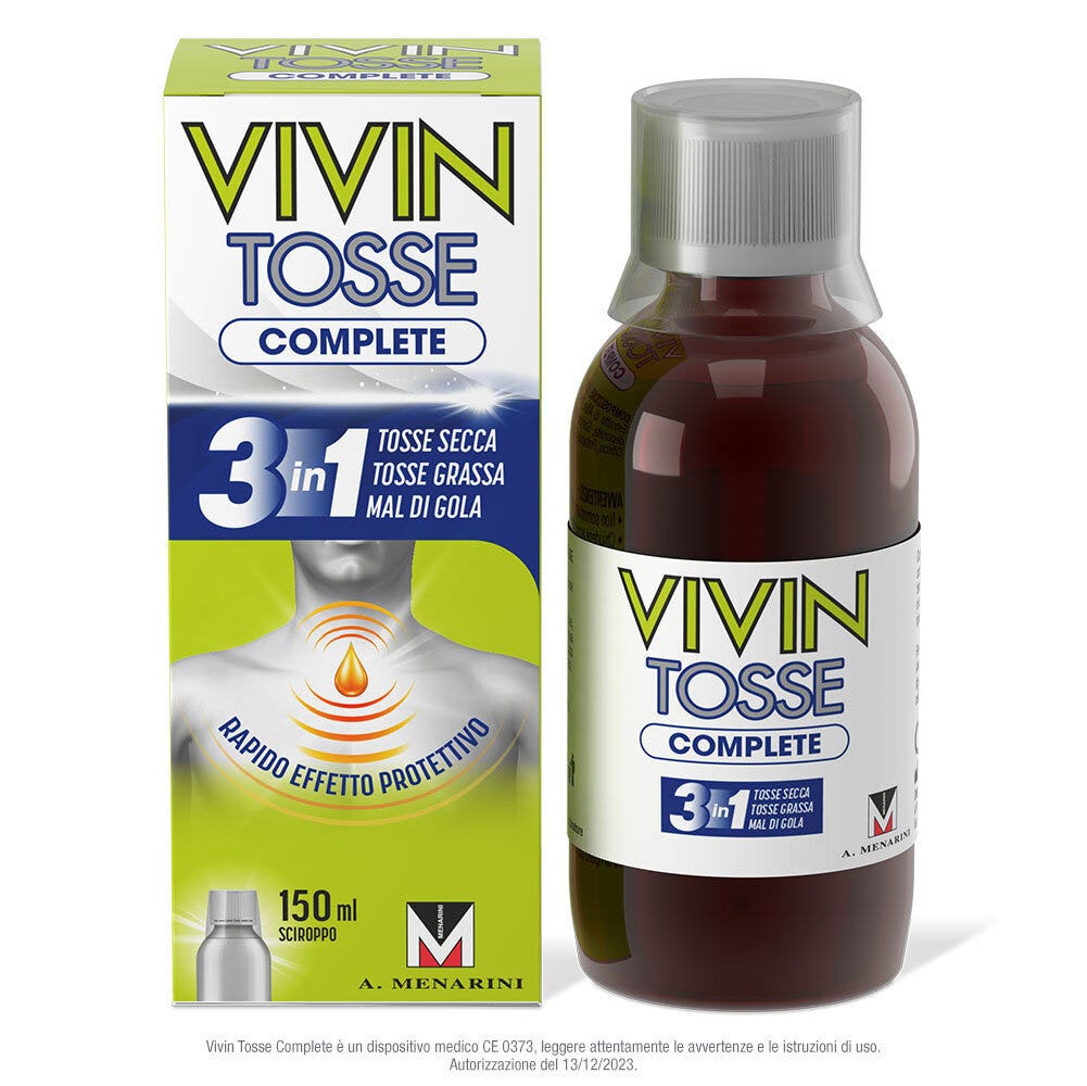 Vivin Tosse Complete 3 en 1 Toux sèche, toux grasse, maux de gorge, sirop 150 ml
