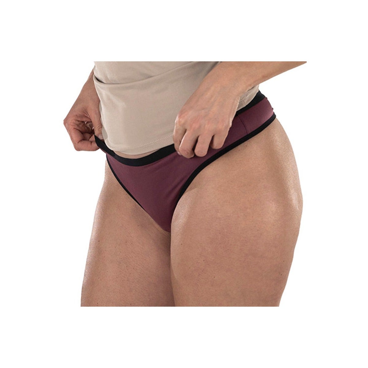 Fluyda Tanga Ligne Basic Culotte absorbante Noir/Vinaccia Taille L