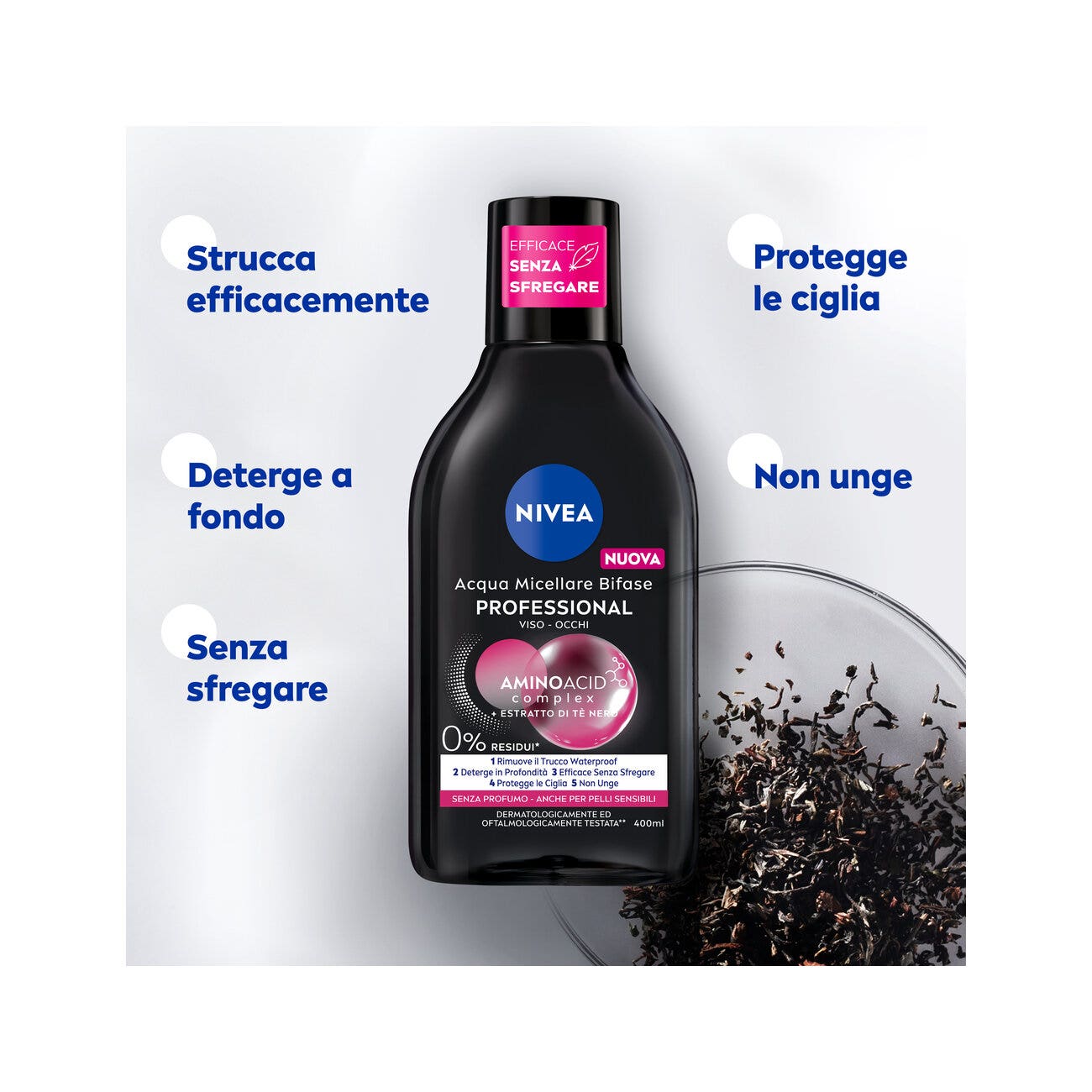 Nivea Micellair Professional Acqua Micellare Bifase Detergente Viso E Occhi Struccante Bifase 400ml