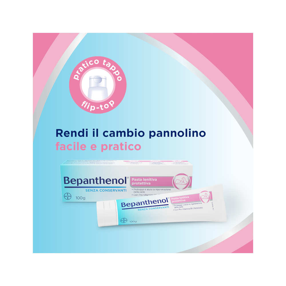 Bepanthenol Pasta Lenitiva Protettiva con Pantenolo Senza Cortisone contro Irritazione da Pannolino 100g