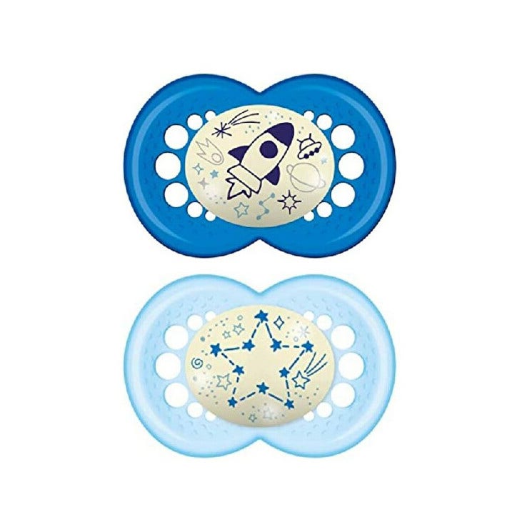 Mam Original Night Tétine en silicone pour garçon, 2 pièces, 16 mois et plus