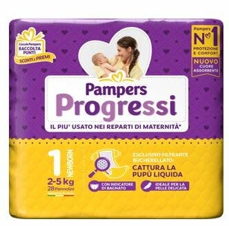 Pampers Progressi New Born Taille 1 (2-5 kg) 28 pièces