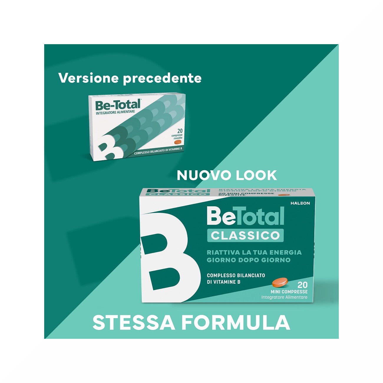 Be-Total Integratore Alimentare Vitamina B/B3/B12 Acido Folico Energia Per Adulti 20 Compresse