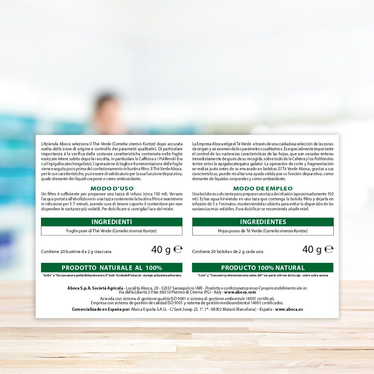 Aboca Thé vert 20 sachets filtrants 2 g