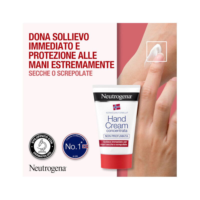 Neutrogena Crème pour les mains sans parfum, formule norvégienne, hydratation intense, adaptée aux mains sèches, 75 ml