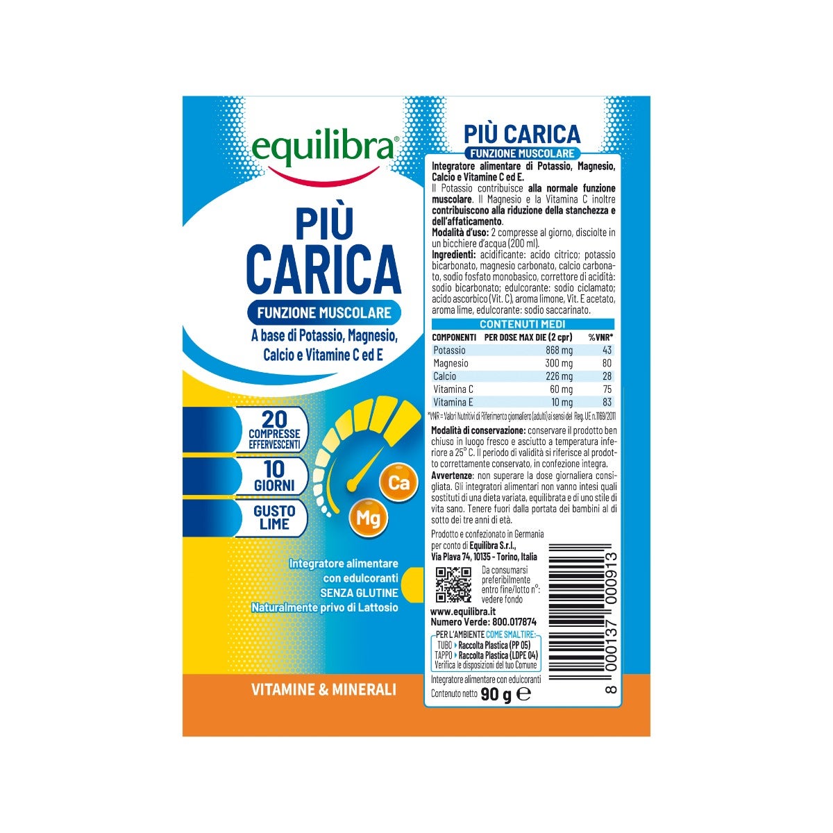 Equilibra Più Carica Gusto Lime 20 Compresse Effervescenti